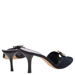 Gucci Black GG Canvas Slide Sandals Size 37