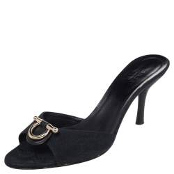 Gucci Black GG Canvas Slide Sandals Size 37
