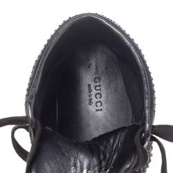 Pre Owned Gucci Black Satin Crystal Embellished Coda High Top Sneakers Size 39