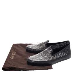 Pre Owned حذاء رياضي غوتشي سليب أون ساتان مزخرف كريستال ثنائي اللون مقاس 39