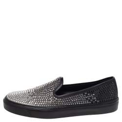 Pre Owned حذاء رياضي غوتشي سليب أون ساتان مزخرف كريستال ثنائي اللون مقاس 39