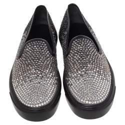 Pre Owned حذاء رياضي غوتشي سليب أون ساتان مزخرف كريستال ثنائي اللون مقاس 39