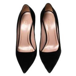 Pre Owned Gucci Black Suede Elizabeth Horsebit Pointed Toe Pumps Size 37.5