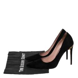 Pre Owned Gucci Black Suede Elizabeth Horsebit Pointed Toe Pumps Size 37.5