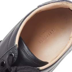 مملوكة مسبقًا حذاء رياضي غوتشي أيس جلد أسود مطرز عنق منخفض مقاس 37