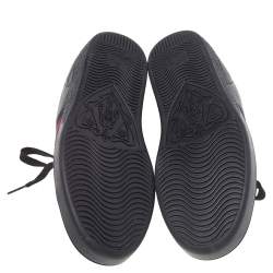 مملوكة مسبقًا حذاء رياضي غوتشي أيس جلد أسود مطرز عنق منخفض مقاس 37