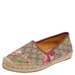 Pre Owned Gucci Multicolor GG Floral Coated Canvas Slip On Espadrille Flats Size 39