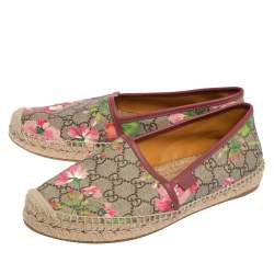 Pre Owned Gucci Multicolor GG Floral Coated Canvas Slip On Espadrille Flats Size 39