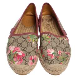 Pre Owned Gucci Multicolor GG Floral Coated Canvas Slip On Espadrille Flats Size 39
