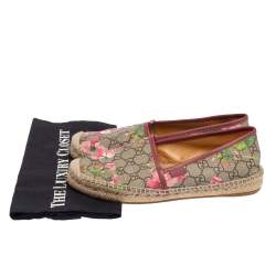 Pre Owned Gucci Multicolor GG Floral Coated Canvas Slip On Espadrille Flats Size 39