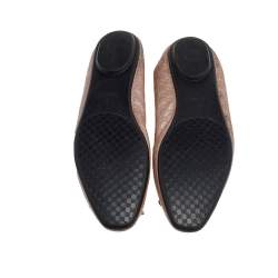 Pre Owned Gucci Pink Micro Guccissima Leather Bow Detail Ballet Flats Size 37.5