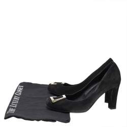 Gucci Black Suede Square Toe Metal Trim Pumps Size 36