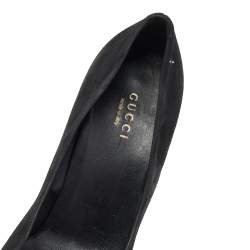 Gucci Black Suede Square Toe Metal Trim Pumps Size 36