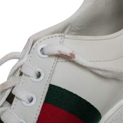 مملوكة مسبقًا حذاء رياضي غوتشي أيس جلد أبيض عنق منخفض مقاس 37