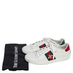 مملوكة مسبقًا حذاء رياضي غوتشي أيس جلد أبيض عنق منخفض مقاس 37