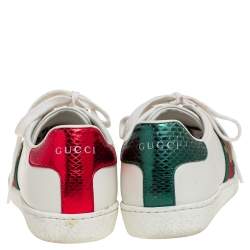 مملوكة مسبقًا حذاء رياضي غوتشي أيس جلد أبيض عنق منخفض مقاس 37