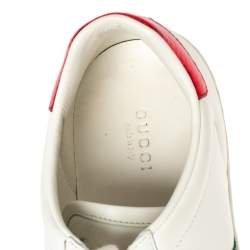 Pre Owned حذاء رياضي غوتشي أيس جلد وجلد نقشة الثعبان أبيض مقاس 39