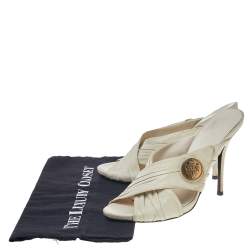 Gucci White Leather Hysteria Cross Slide Sandals Size 39