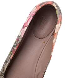 Pre Owned Gucci Multicolor Floral Print GG Supreme Canvas Ballet Flats Size 37.5