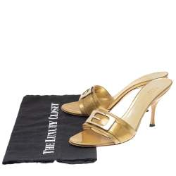 Pre Owned Gucci Gold Glitter Open Toe Sandals Size 36.5