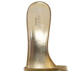 Pre Owned Gucci Gold Glitter Open Toe Sandals Size 36.5