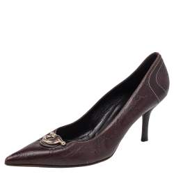 Pre Owned Gucci Brown Guccissima Leather Pointed Toe Pumps Size 40.5