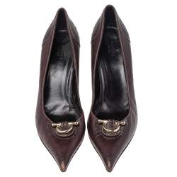 Pre Owned Gucci Brown Guccissima Leather Pointed Toe Pumps Size 40.5