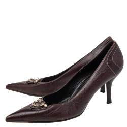 Pre Owned Gucci Brown Guccissima Leather Pointed Toe Pumps Size 40.5