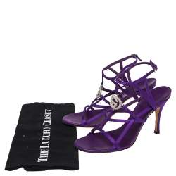 Gucci Purple Satin GG Logo Ankle Strap  Sandals Size 38