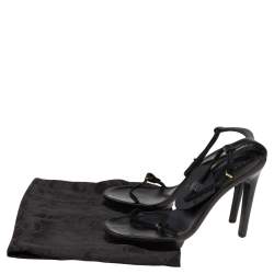 Pre Owned Gucci Black Suede Ankle Strap Sandals Size 38.5