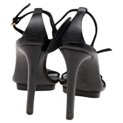 Pre Owned Gucci Black Suede Ankle Strap Sandals Size 38.5