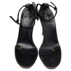 Pre Owned Gucci Black Suede Ankle Strap Sandals Size 38.5