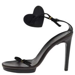 Pre Owned Gucci Black Suede Ankle Strap Sandals Size 38.5