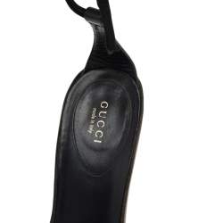 Pre Owned Gucci Black Suede Ankle Strap Sandals Size 38.5