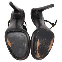 Pre Owned Gucci Black Suede Ankle Strap Sandals Size 38.5