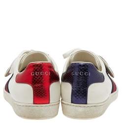 Pre Owned حذاء رياضي غوتشي أيس بلايند أوف لوف جلد أبيض عنق منخفض مقاس 40