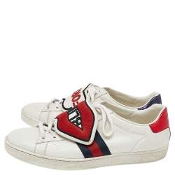 Gucci White Leather Ace Sneakers Size 42