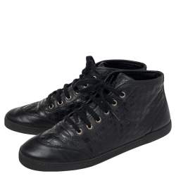 Gucci Black  Microguccissima Leather High Top Sneakers Size 39.5