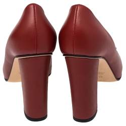 Gucci  Red Leather Horsebit  Block Heel Pumps Size 39