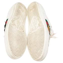 Pre Owned حذاء رياضي غوتشي جلد أبيض عنق منخفض مقاس 40.5