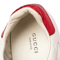 Pre Owned حذاء رياضي غوتشي جلد أبيض عنق منخفض مقاس 40.5