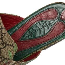 مملوكة مسبقًا Gucci Grey GG Coated Canvas Tian Princetown Flat Sandals Size 37