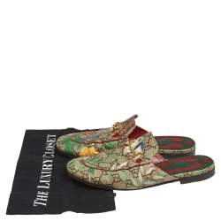 مملوكة مسبقًا Gucci Grey GG Coated Canvas Tian Princetown Flat Sandals Size 37