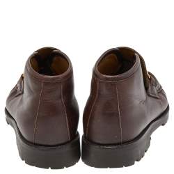 Pre Owned Gucci Dark Brown Leather Horsebit Loafers Size 36