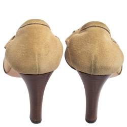 Gucci Beige Suede Horsebit Loafer Pumps Size 36