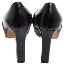 Gucci Black Leather Platform Peep Toe Pumps Size 37.5