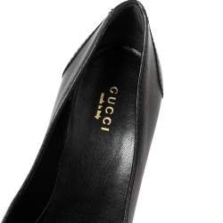Pre Owned Gucci Black Leather GG Interlocking Pumps Size 36
