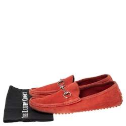 Gucci Red Suede Horsebit Loafers Size 42
