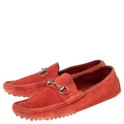 Gucci Red Suede Horsebit Loafers Size 42