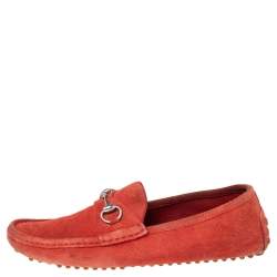 Gucci Red Suede Horsebit Loafers Size 42